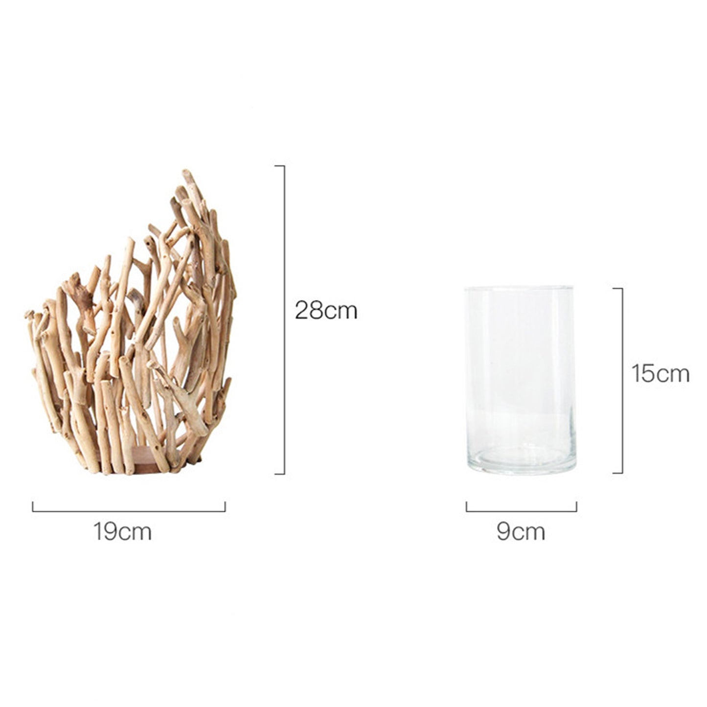 Cylinder Glass Vase with Wooden Holder