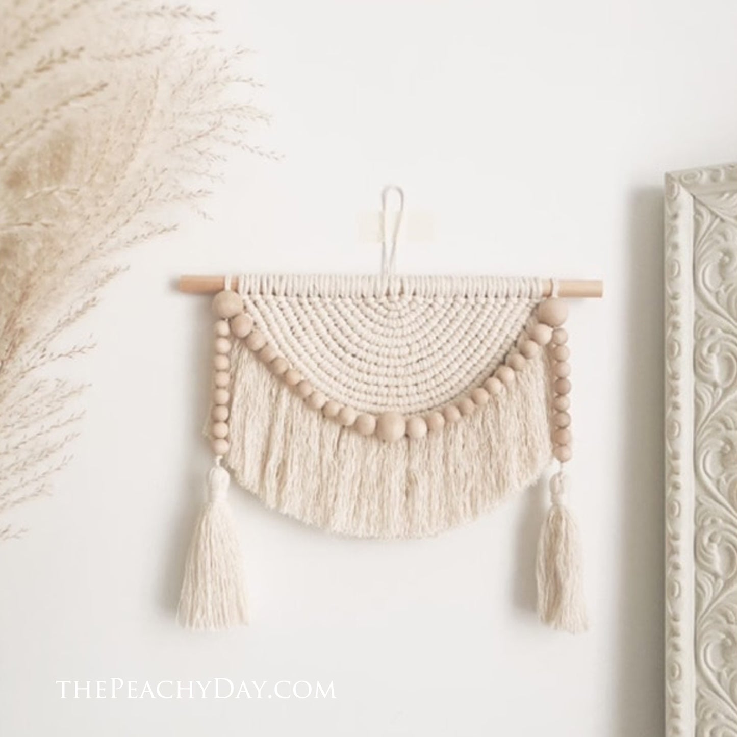 Macrame Wall Hanging Tapestry With Wood Beads
