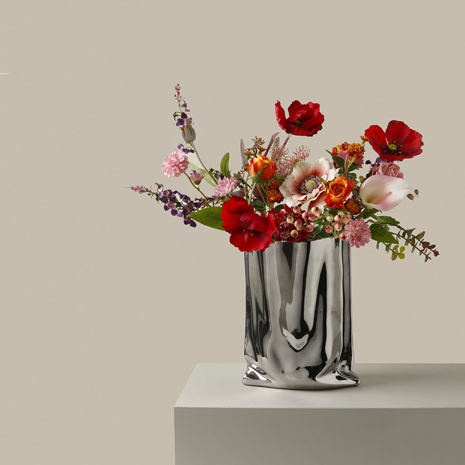 Modern Ceramic Silver Bag Vase Flowerpot
