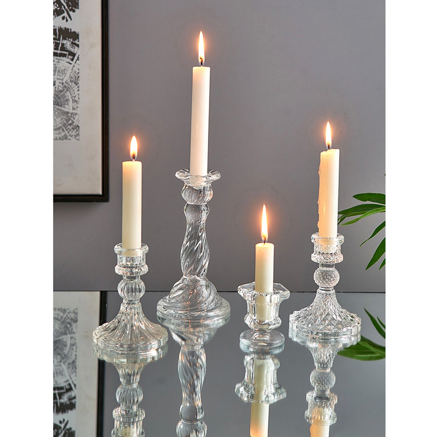 Clear Glass Candlestick Holders