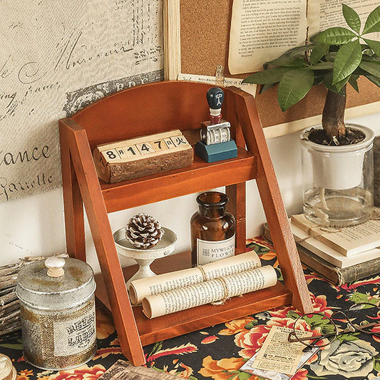 Desktop Shelf Freestanding Bookshelf Desk Supplies Organizer Wood Spice Rack Organizer for Countertop Seasoning Jars and Condiment Holder Display Shelf