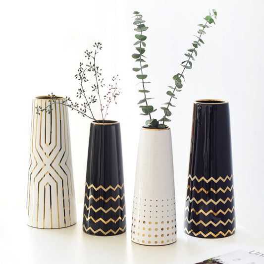 Gold Plated White Ceramic Vases