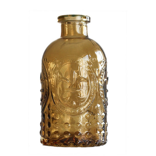 6PCS Embossed Amber Glass Vases
