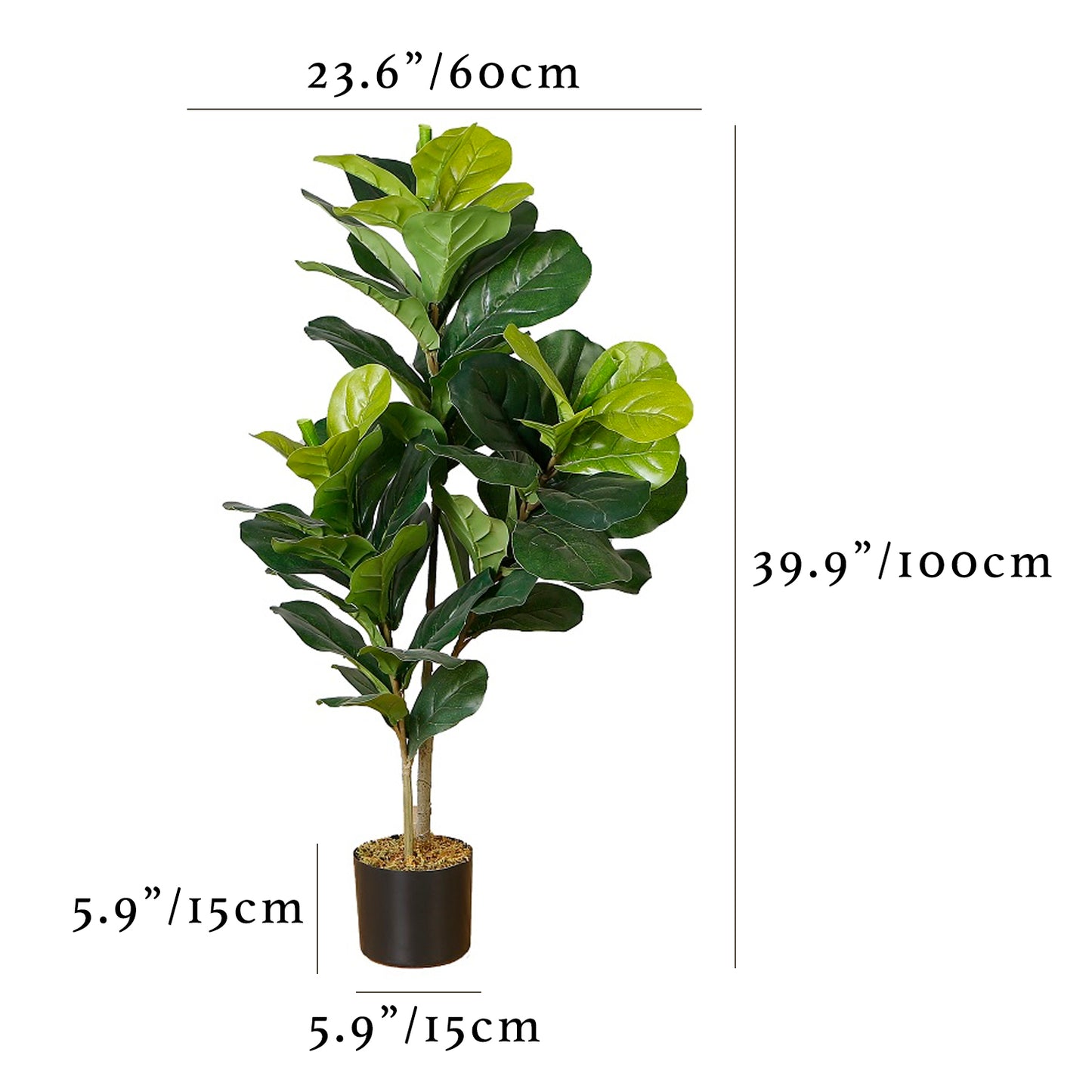 39.9" Large Potted Fake Fig Tree