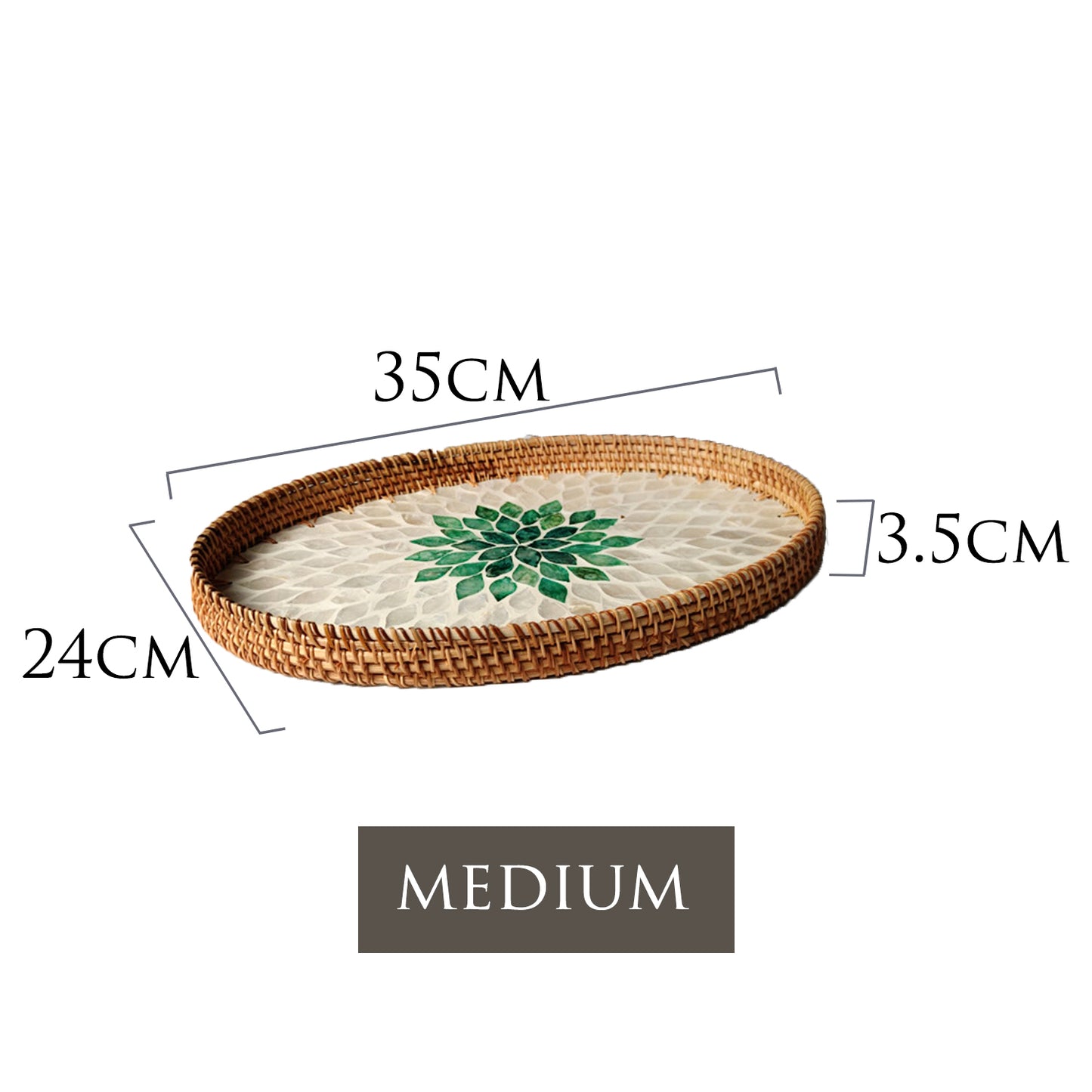 Shell-inlaid Rattan Woven Tray