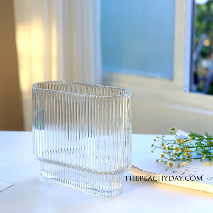 7" Ribbed Glass Vase