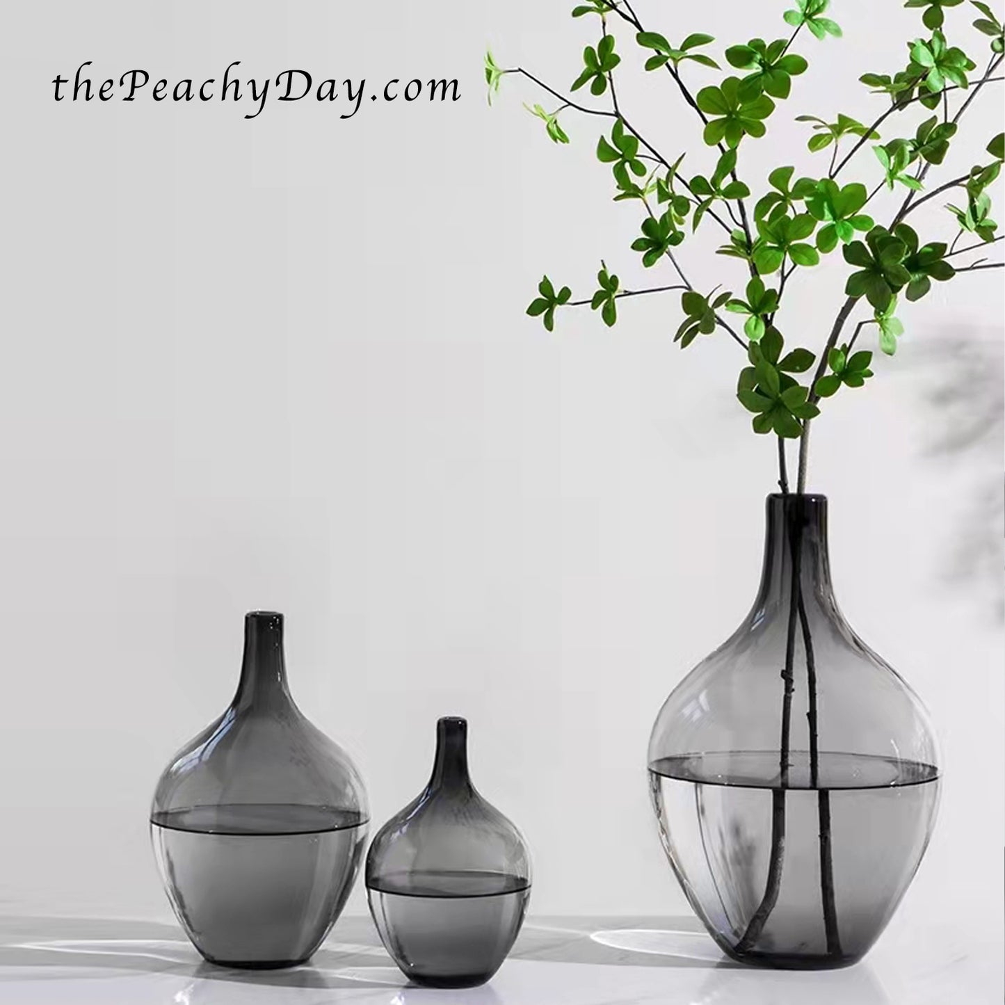 Smoked Grey Glass Jug Vase