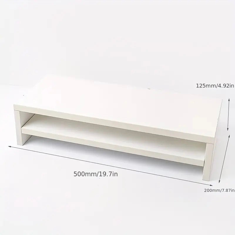 2 Tiers 19.6 Inches Wood Monitor Stand - White