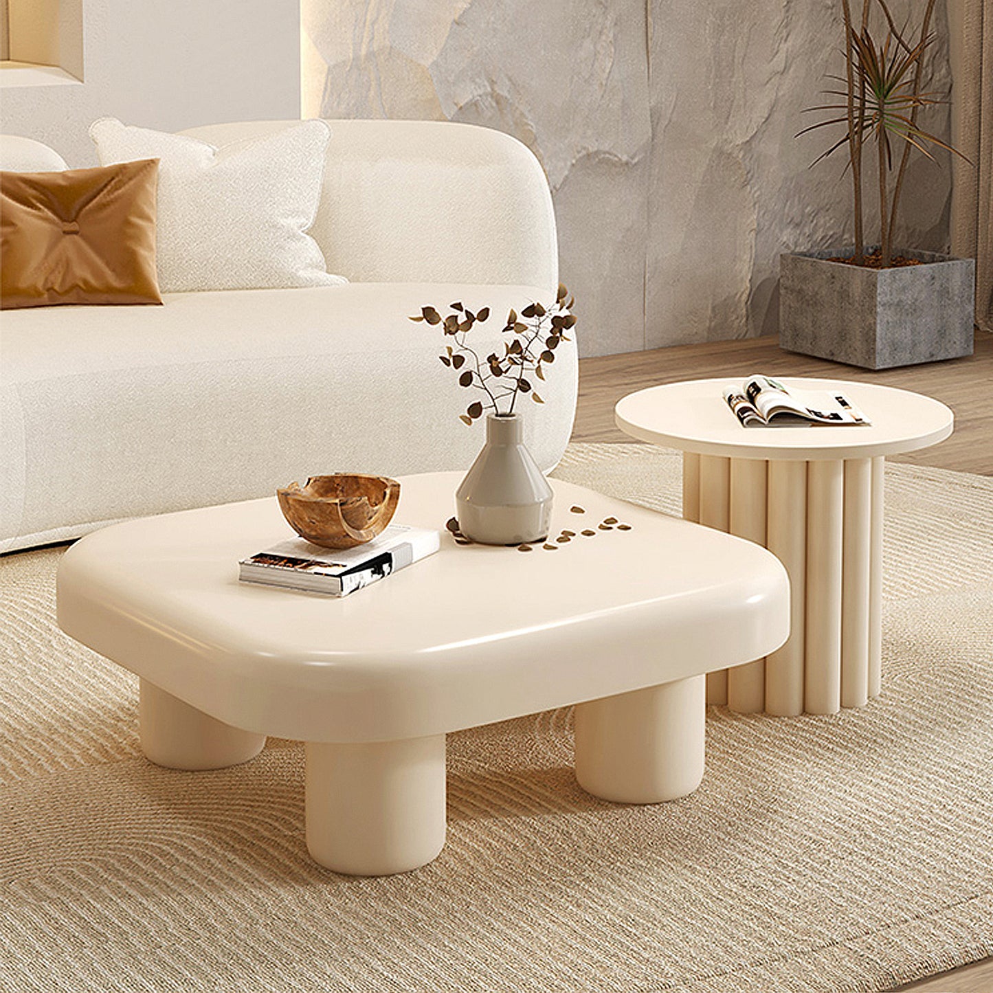 Cream White Square Coffee Table