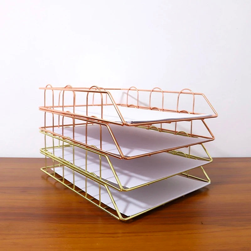 Stackable A4 Paper Metal Tray Desk Organizer