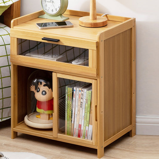 Bamboo Nightstand with Drawer, Sliding Door | 2 Colors