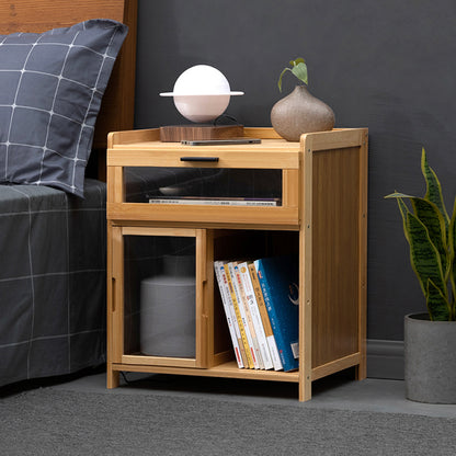 Bamboo Nightstand with Drawer, Sliding Door | 2 Colors