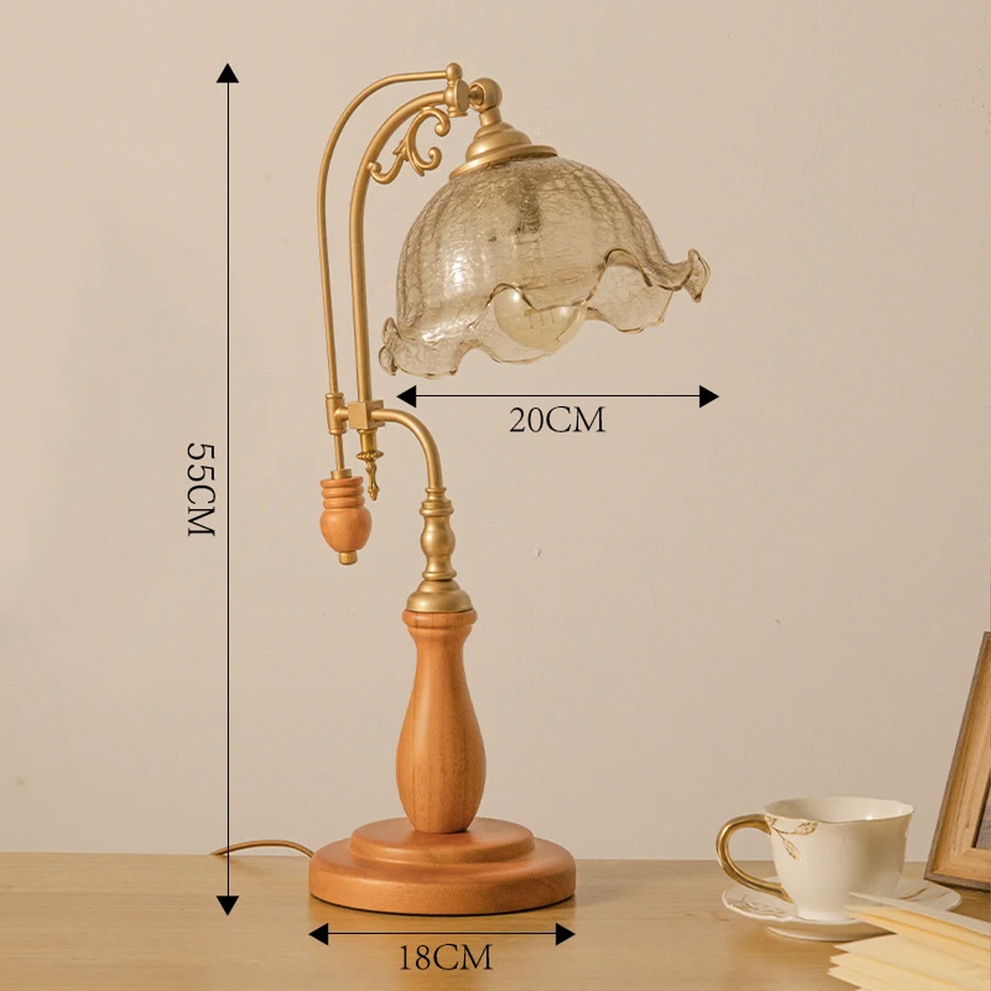 French Vintage Glass Table Lamp