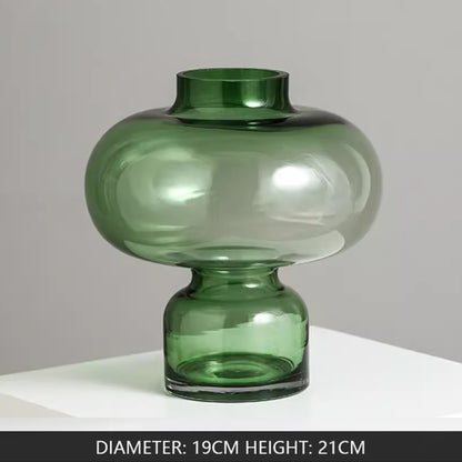 Forest Green & Grey Glass Vase