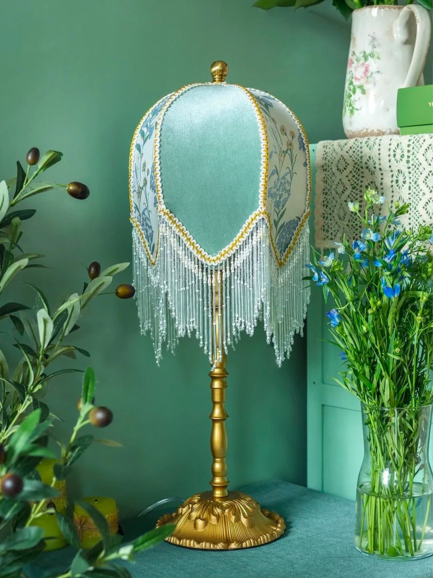 French Retro Crystal Tassels Table Lamp