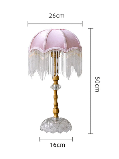 French Retro Pink Velvet Table Lamp
