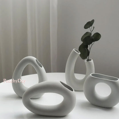 White and Beige Ceramic Vase