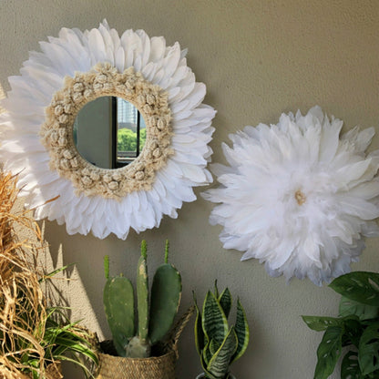 White Boho Feather Wall Hanging Wreath