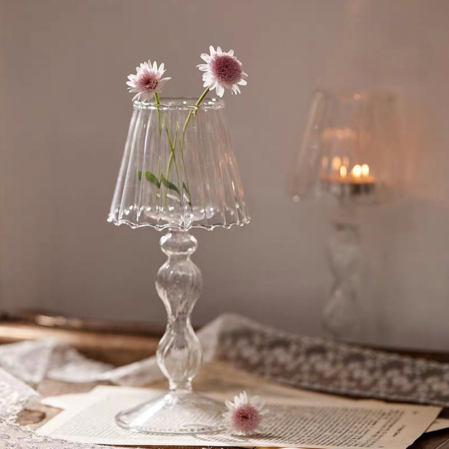 Glass Lamp Candle Holder