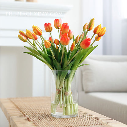 Real Touch Latex Artificial fake faux Tulips spring home decor bouquet flower arrangements