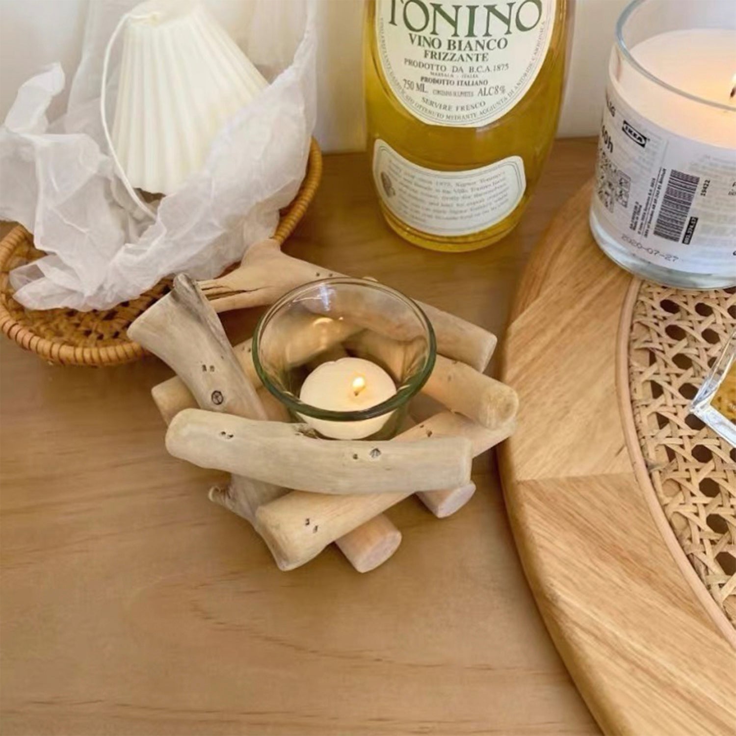 Wooden Tea Light Candle Holder Set  Rustic Wedding Decoration – the Peachy  Day