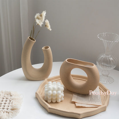 White and Beige Ceramic Vase