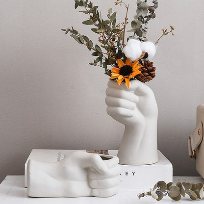 Ceramic Hand Flower Holder Vase
