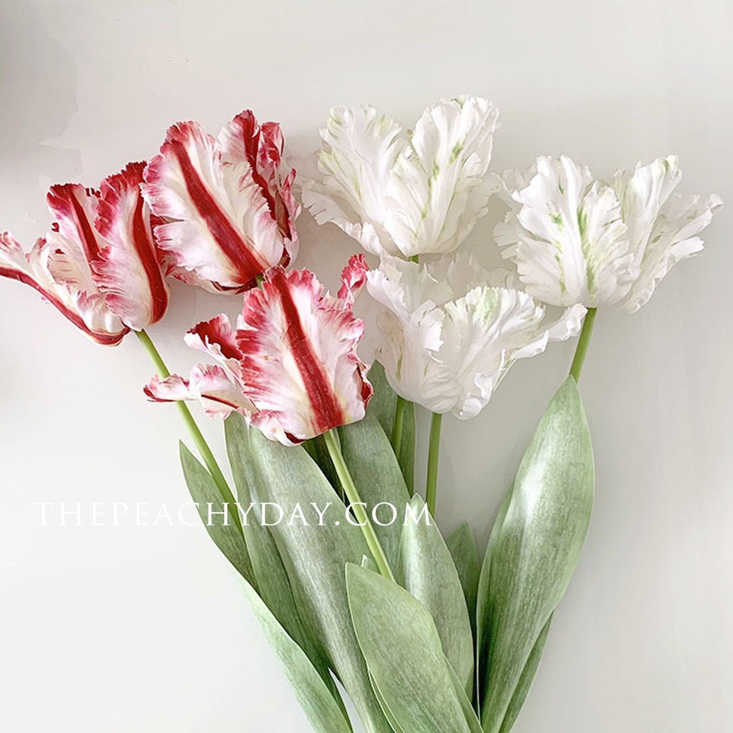 Real Touch fake faux silk Tie Dye Artificial Parrot Tulips spring home decor bouquet flower arrangements