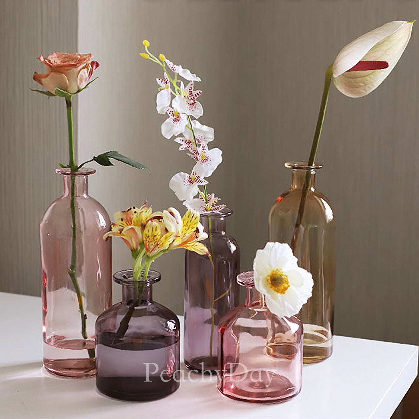 Colorful Glass Bottle Vases | 6 Colors