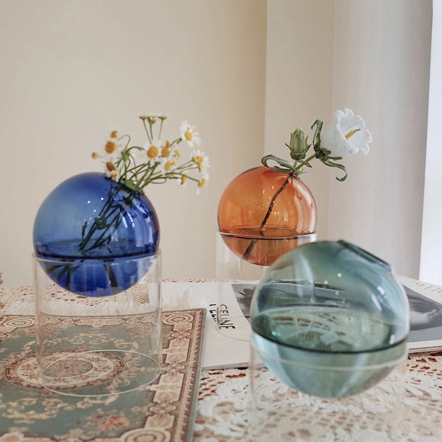 Glass Globe Vase with Clear Stand