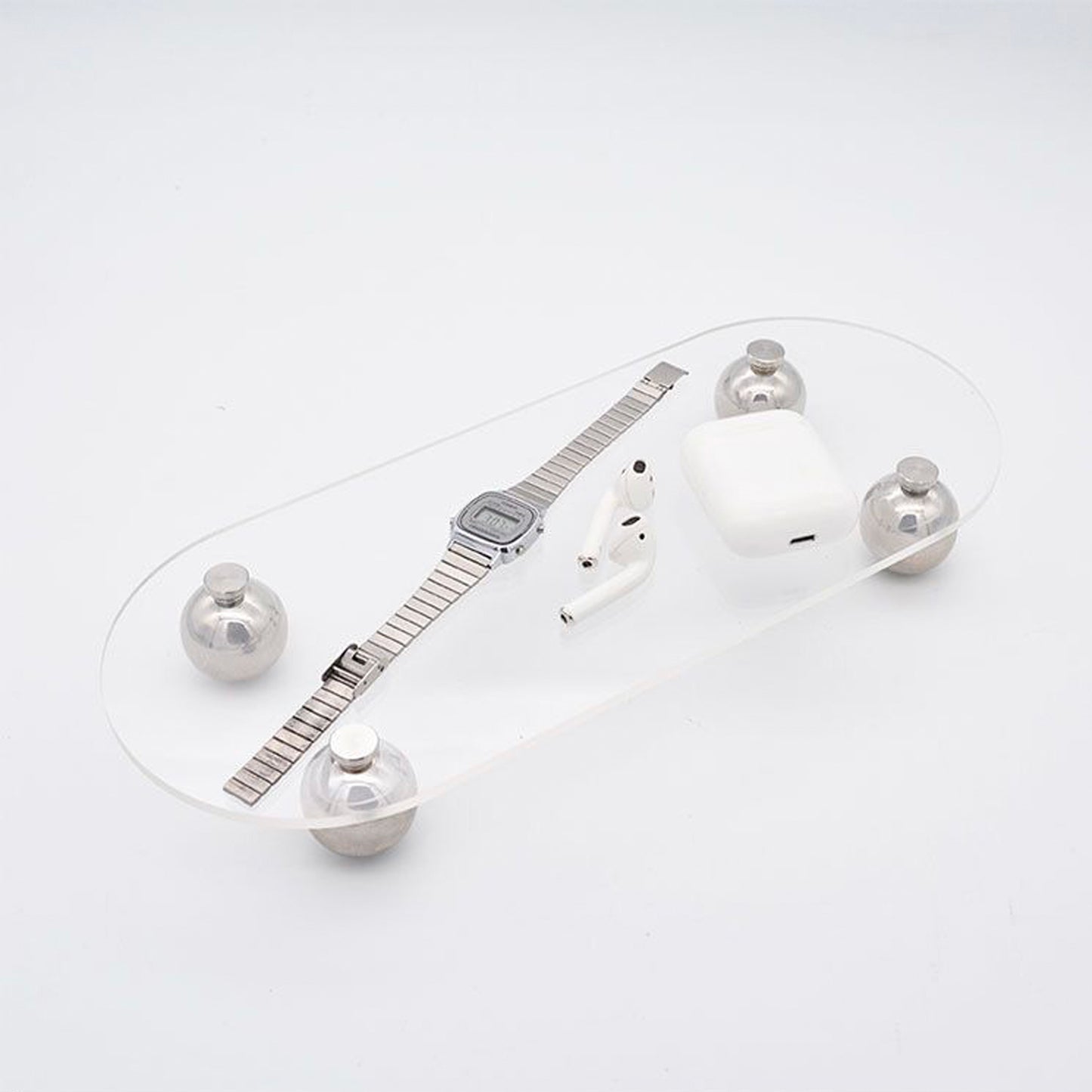 Clear Acrylic Tray with Stainless Balls Stand