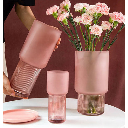 Pink Frosted Glass Vase