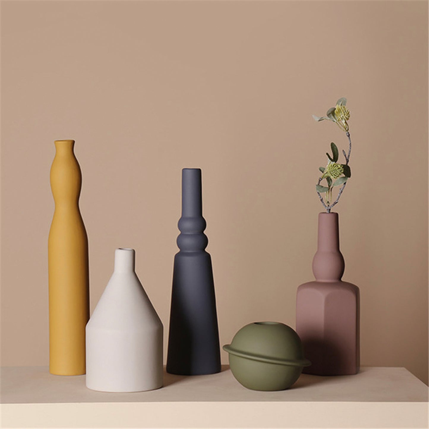 Geometric Ceramic Floral Vase