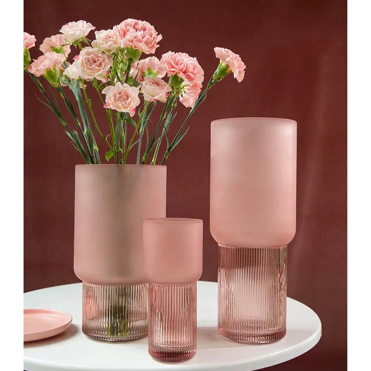 Pink Frosted Glass Vase