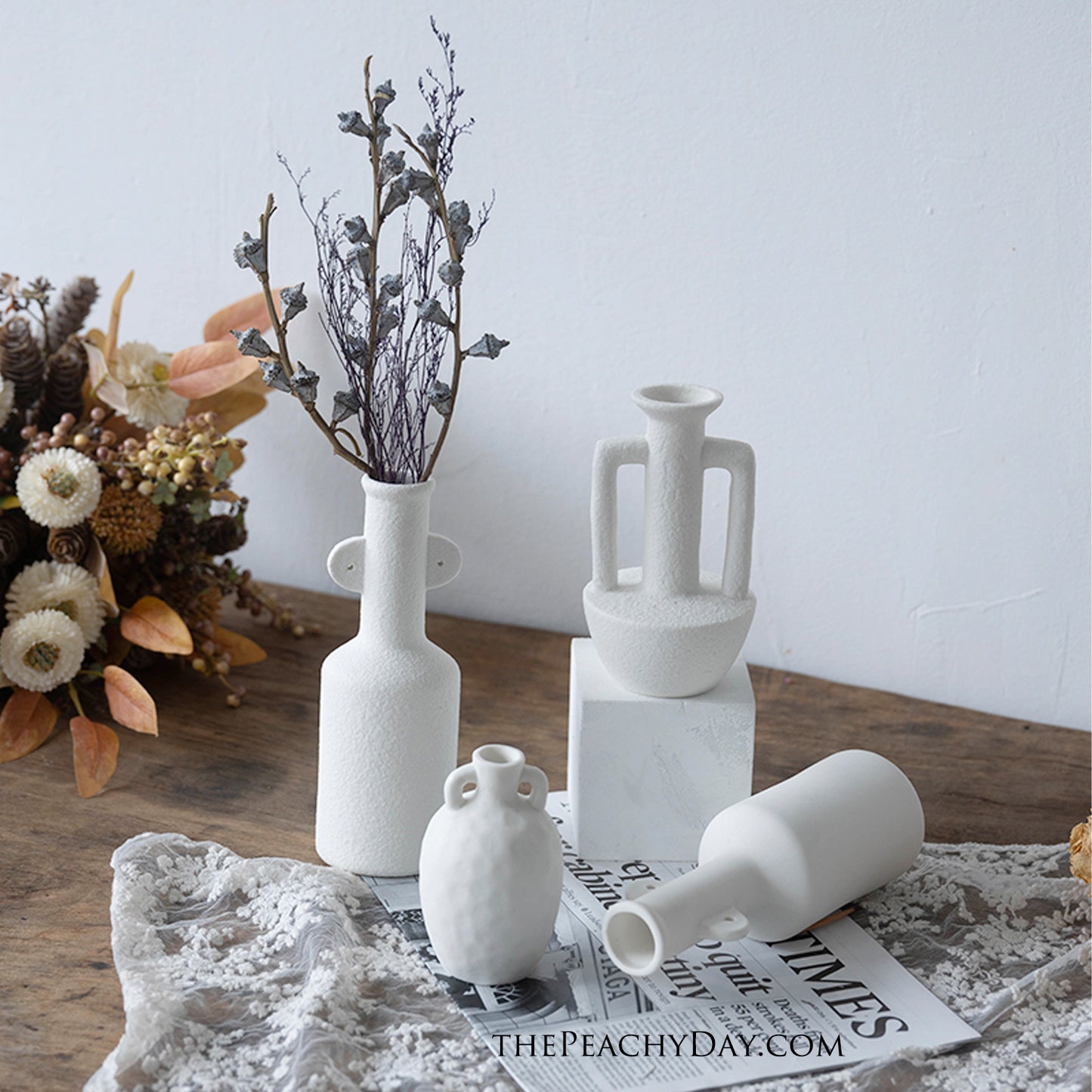 Ceramic Floral Vase with Handles