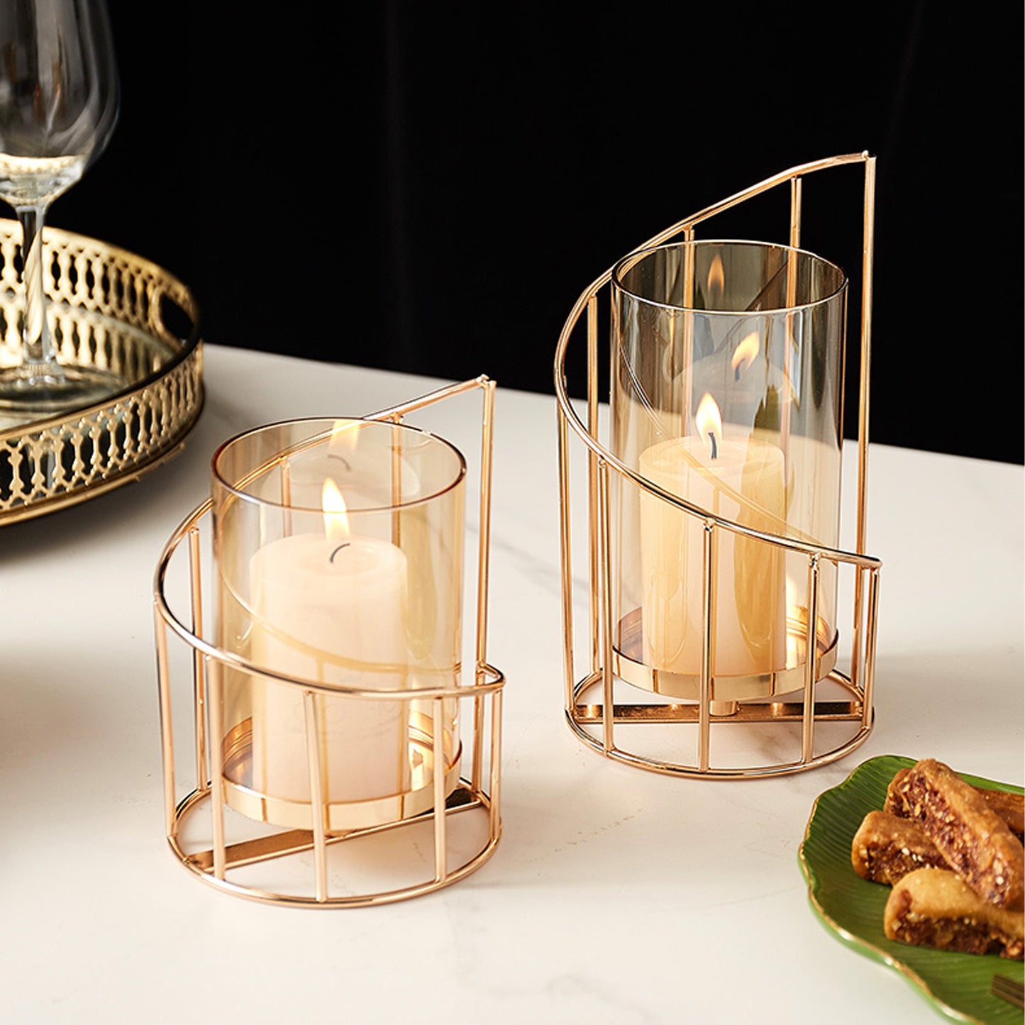 Luxury Champagne Gold Candle Holders