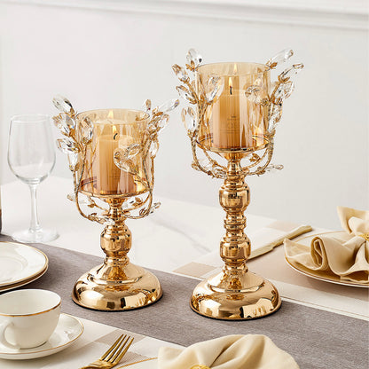 Luxury Champagne Gold Crystal Candle Holders