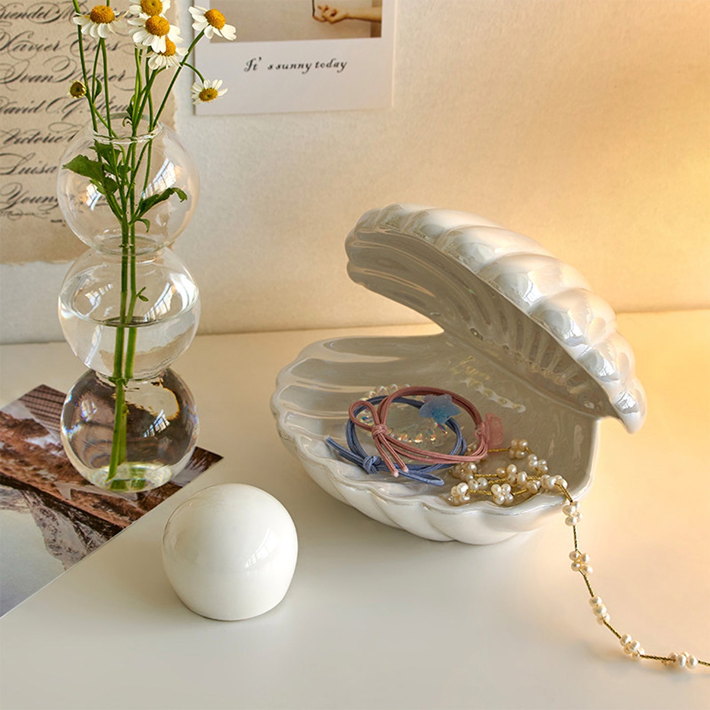Ceramic Pearl Shell Jewelry Tray