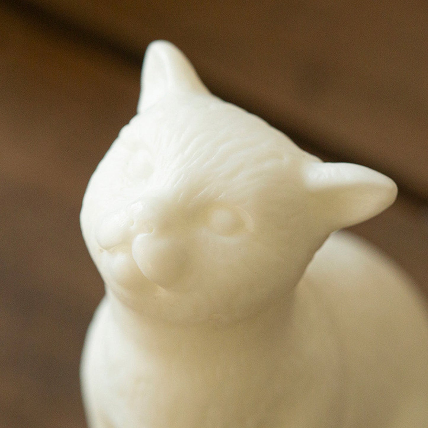 Mini White Ceramic Cat Statues Set