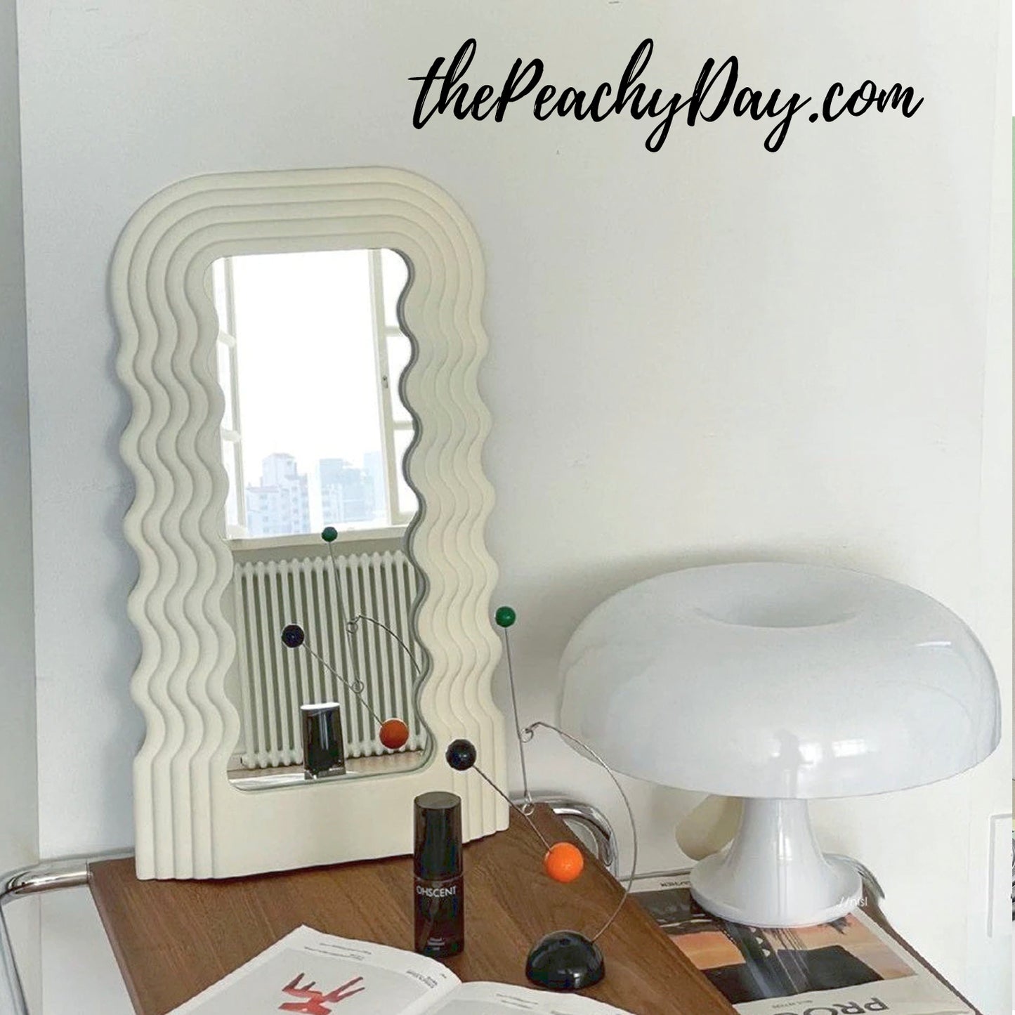 Aesthetic Mirror with Wave Irregular Frame