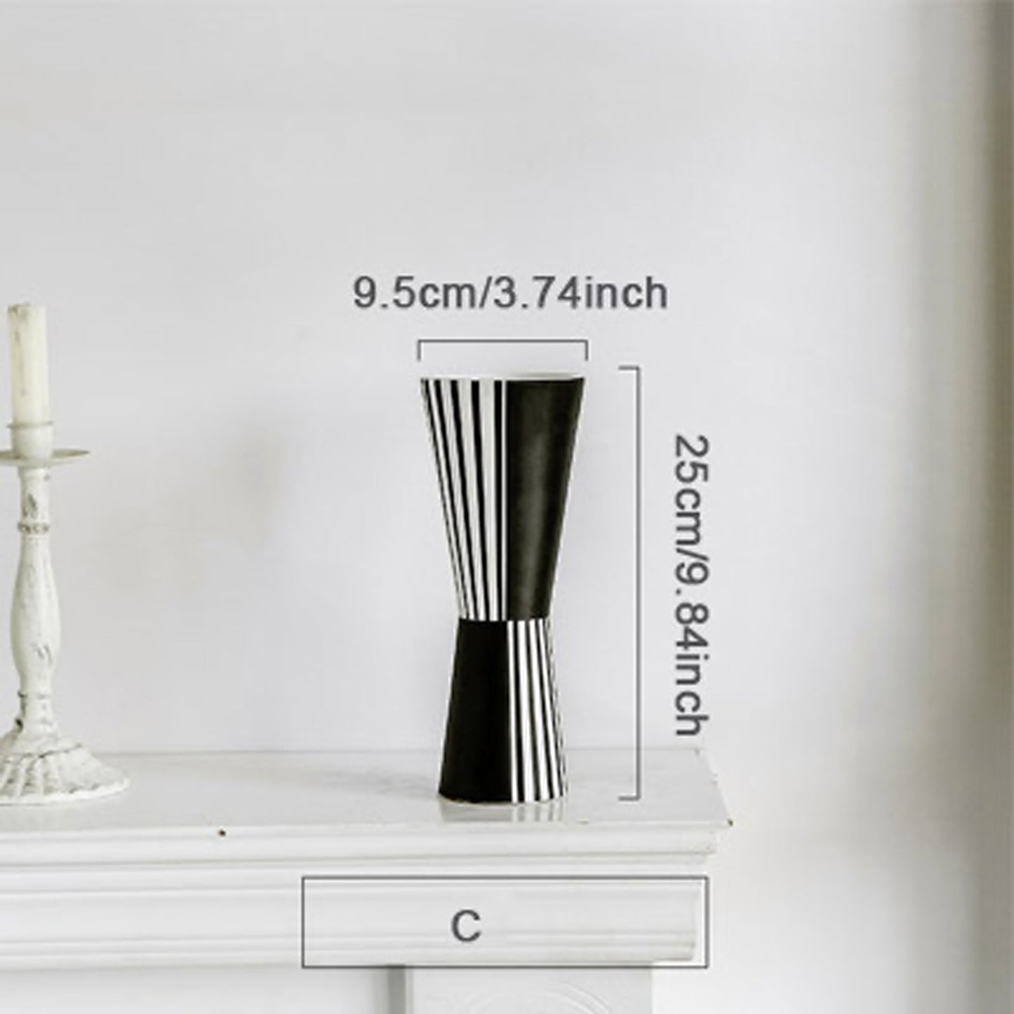 Black & White Geometric Motif Ceramic Vase