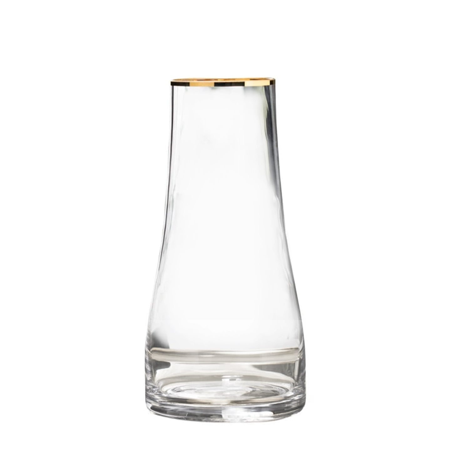 Clear Glass Vase with Gold Rim