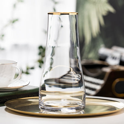 Clear Glass Vase with Gold Rim