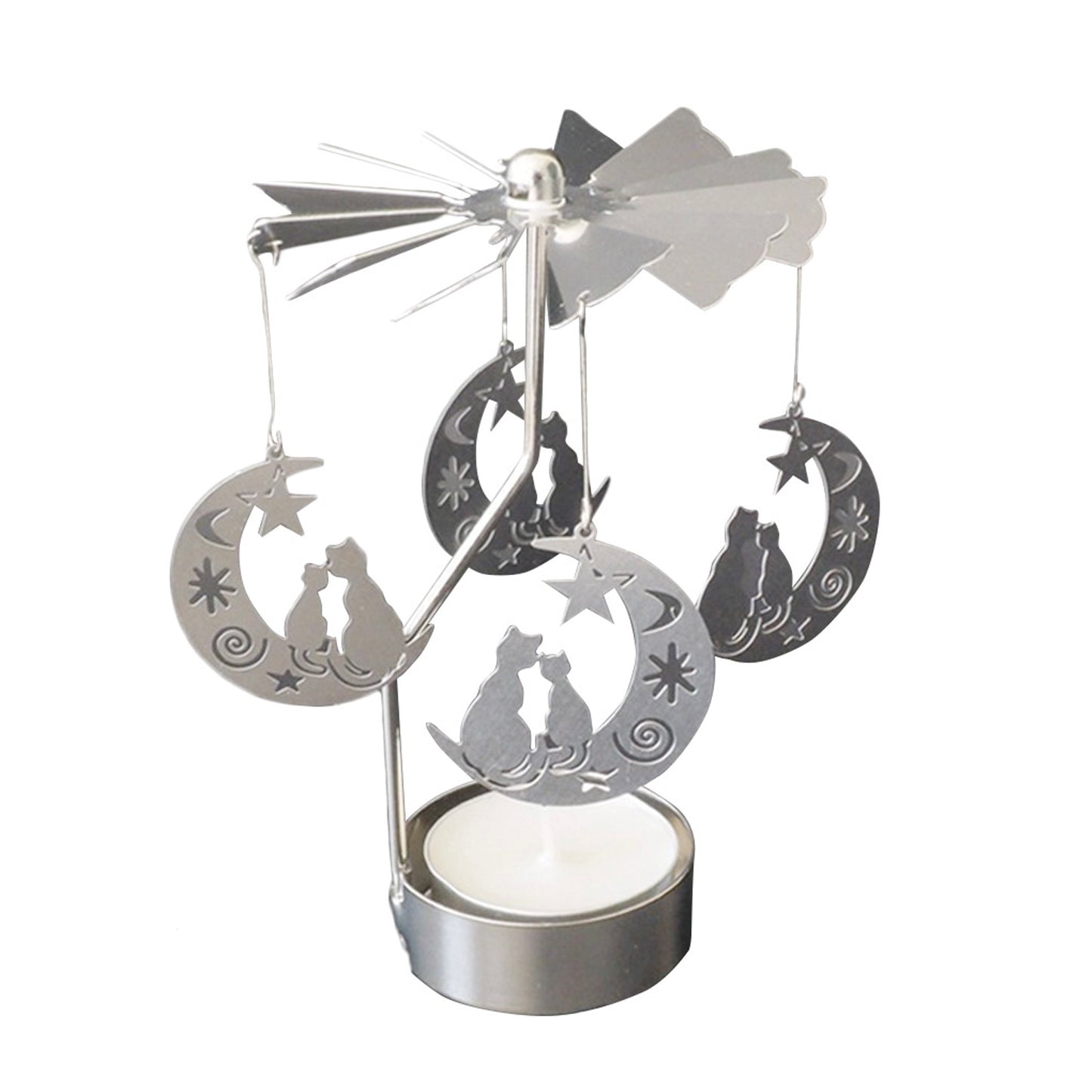 Spinning Silver Tea Light Holder