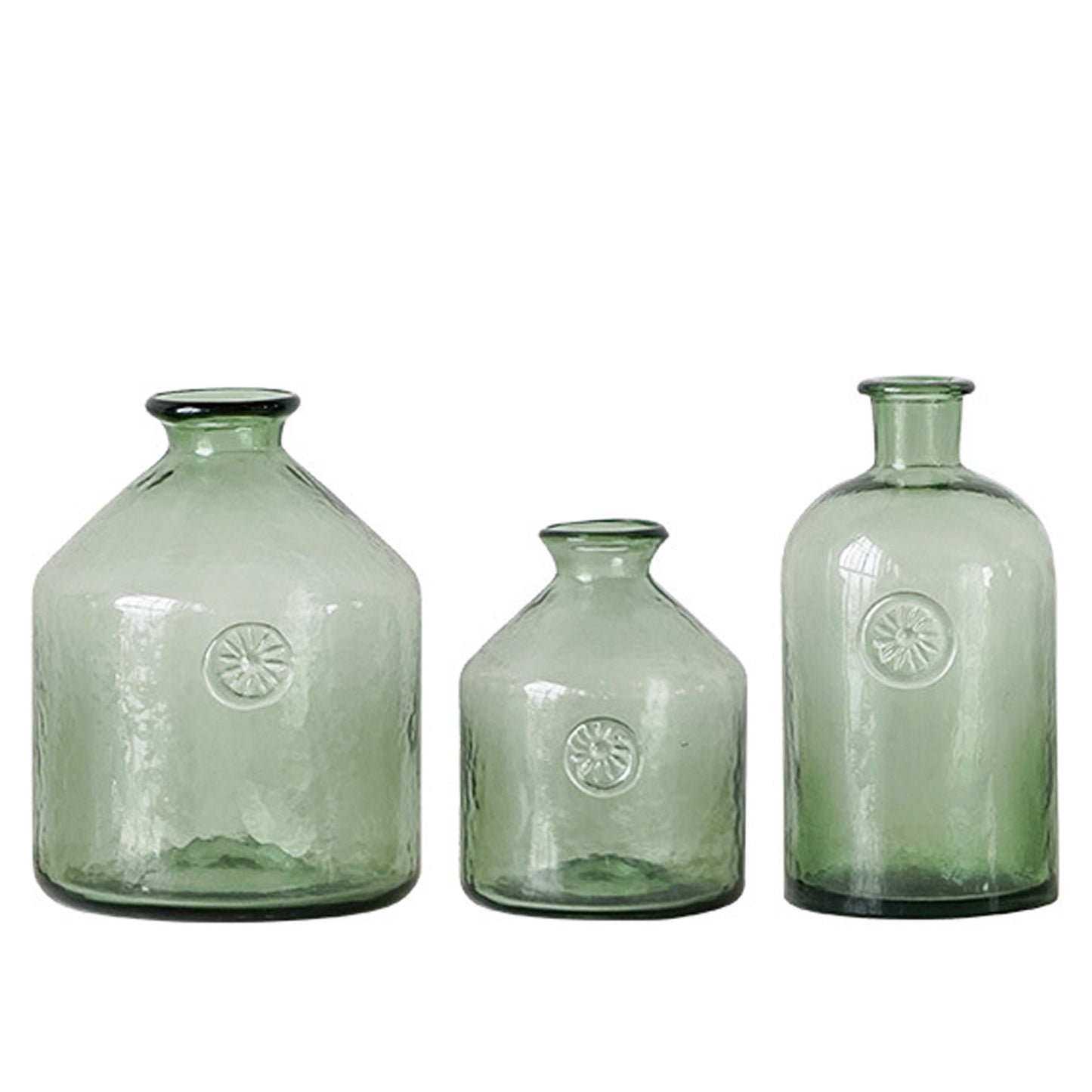 Forest Green Hammered Glass Bottle Vase