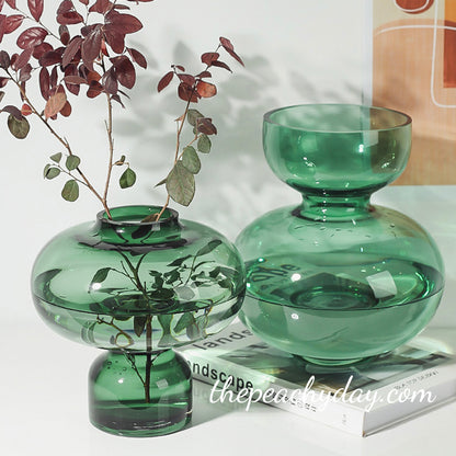 georg jensen Forest Green Smoked Grey Glass Vase ALFREDO vase round circle globe orbed vase Minimalist Modern decorative vase Decor geometric vase