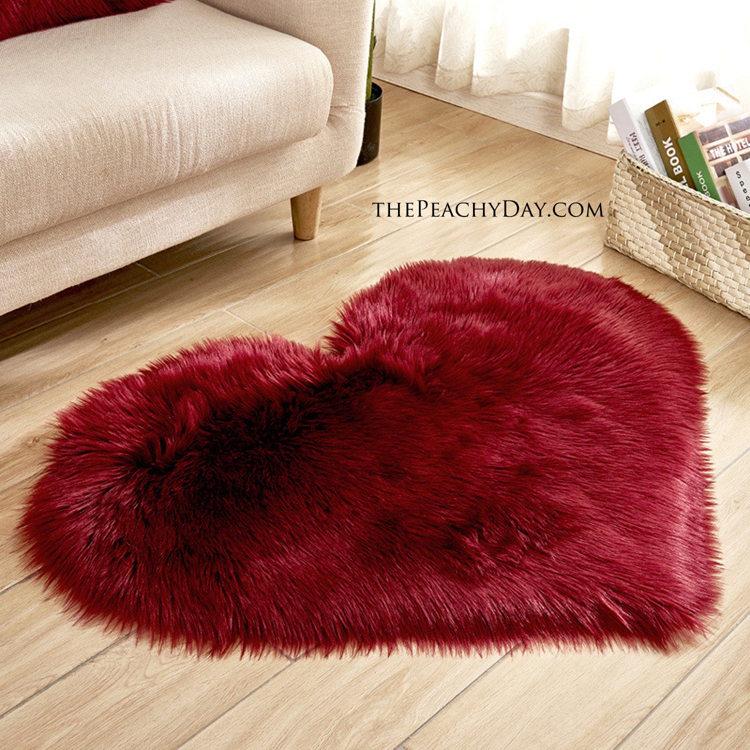 Heart Shaped Fluffy shag Rug Shaggy Floor Mat Soft Faux Fur Home Bedroom Hairy Carpet