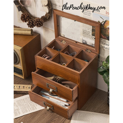 Jewelry Box Organizer for Women Large Jewelry Storage Case Rustic Wooden Jewelry Box ing Tray for Necklace Earring Bracelets Rings, Vintage Style