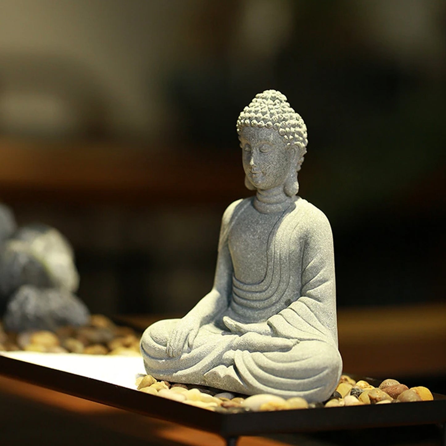 Mini Stone Meditating Buddha Statue