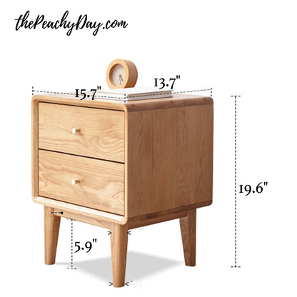 Natural Wood Nightstand with 2 Drawers | 2 Colors